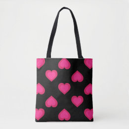 Hot Pink Hearts Pattern Tote Bag