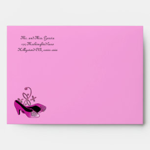 Hot Pink Heels Quinceanera Envelope