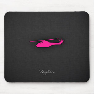 Hot Pink Helicopter Mouse Pad