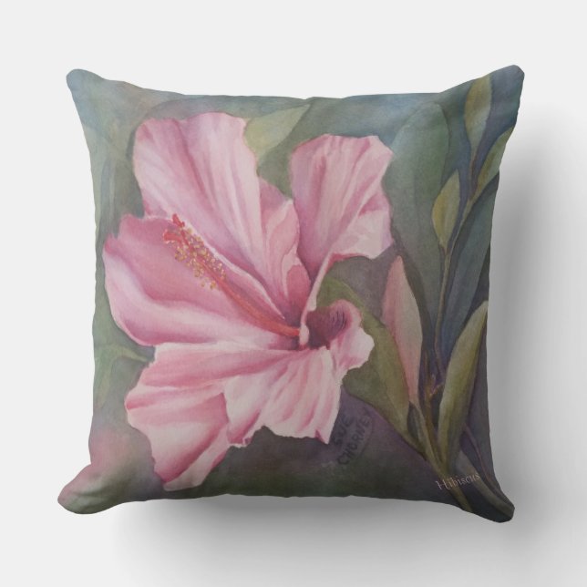 HOT PINK HIBISCUS CUSHION (Front)