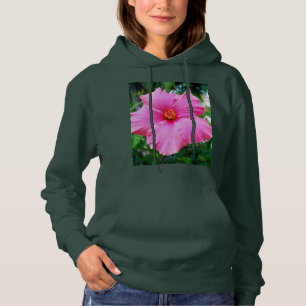 Hot Pink Hibiscus Flower, Ladies Hoodie