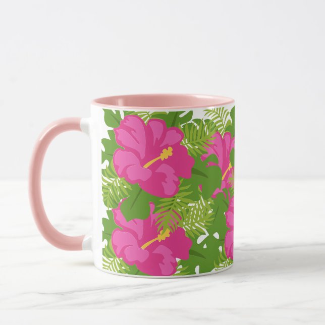 HOT PINK HIBISCUS FLOWER MUG (Left)