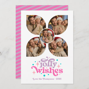 Hot-Pink Holiday Retro Photo Collage Christmas