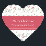 Hot Pink Holly Berry Merry Christmas Gift Heart Sticker<br><div class="desc">Make your holiday gifts extra special with our Hot Pink Holly Berry Merry Christmas Gift Heart Stickers. These charming Stickers feature the timeless pattern of beige and red holiday foliage,  with a heartfelt "Merry Christmas" greeting,  and a customisable name,  adding a personal touch to every present.</div>