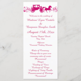 Hot Pink Horse and Carriage Wedding Programs Programme