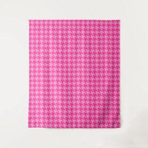 Hot Pink Houndstooth Plaid Design Tapestry