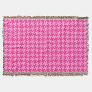 Hot Pink Houndstooth Plaid Design Throw Blanket