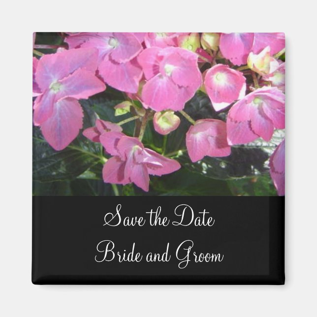 Hot Pink Hydrangea - Save the Date Magnet (Front)