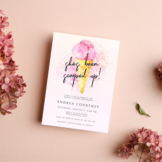 Hot Pink Ice Cream Bridal Shower Invitation (Creator Uploaded)