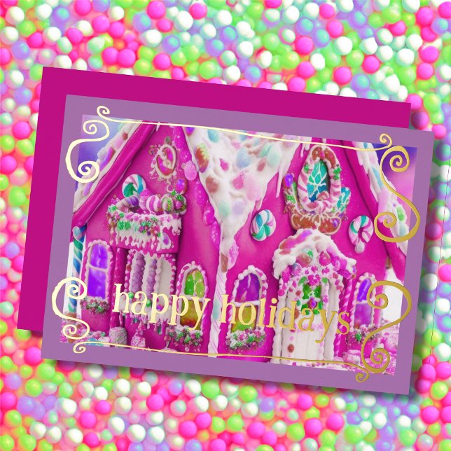 Hot Pink Iced Gingerbread House Candy Foil Holiday (Creator Uploaded)