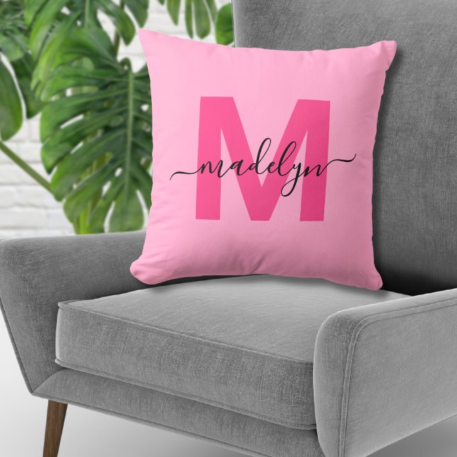 Hot Pink Initial Name Monogram Cushion (Creator Uploaded)
