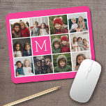 Hot Pink Instagram Photo Collage Custom Monogram Mouse Pad<br><div class="desc">Use up to 11 square or selfie phone photos to create a unique and personal gift. Or you can keep the hipster puppy and make a trendy keepsake. If you need to adjust the pictures,  click on the customise tool to make changes.</div>