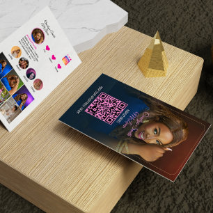 Hot Pink Instagram QR Code Business Card for Braid