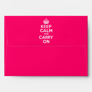 Hot Pink Keep Calm and Carry On Envelopes