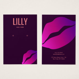Hot Pink Kissing Lips Earring Display Card