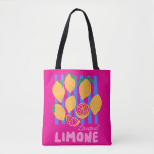 Hot Pink La Vita al Limone Market Tote Bag