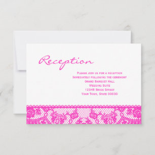 Hot Pink Lace and White Reception Info Card