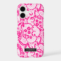 Hot Pink Lace Pattern Custom iPhone 8 Plus Case