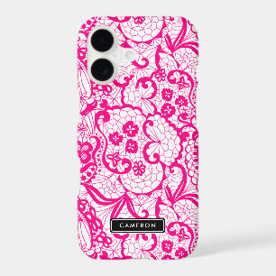 Hot Pink Lace Pattern Custom iPhone 8 Plus Case