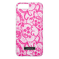 Hot Pink Lace Pattern Custom iPhone 8 Plus Case
