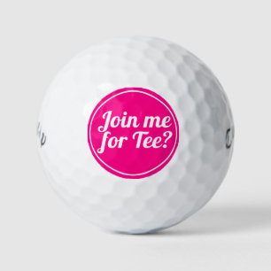 Hot Pink Lady Golfer Funny Golf Pun Typography Balls