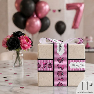 Hot Pink Ladybugs Grosgrain Ribbon