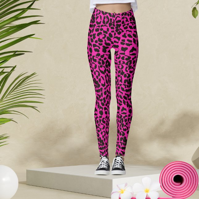 Hot Pink Leopard Animal Print Leggings (Creator Uploaded)