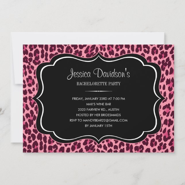 Hot Pink Leopard Bachelorette Party Invitation (Front)