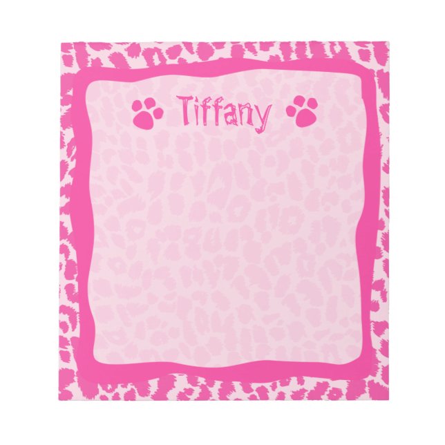 Hot Pink Leopard Cheetah Customisable Notepad (Front)