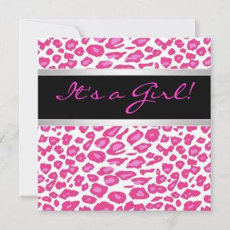 Hot Pink Leopard Girl Baby Shower Invitations