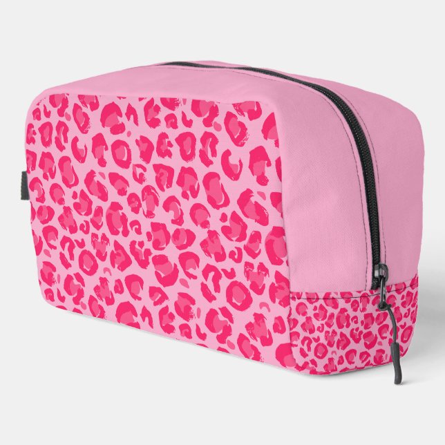 Hot Pink Leopard Pattern Dopp Kit (Right Corner)