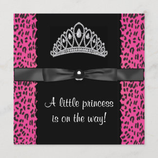 Hot Pink Leopard Princess Baby Girl Baby Shower Invitation