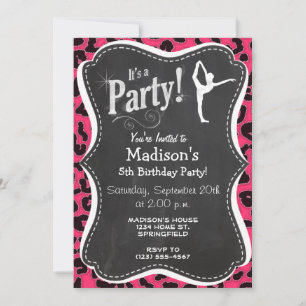 Hot Pink Leopard Print; Ballet Dancer Invitation