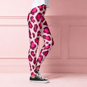 Hot Pink Leopard Print Blush Glam Animal Print Leggings
