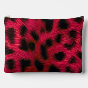 Hot Pink Leopard Print Faux  Accessory Pouch