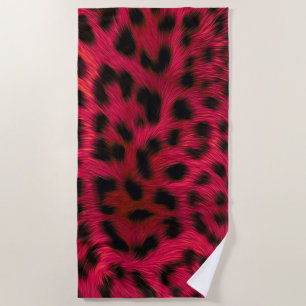 Hot Pink Leopard Print Faux Beach Towel