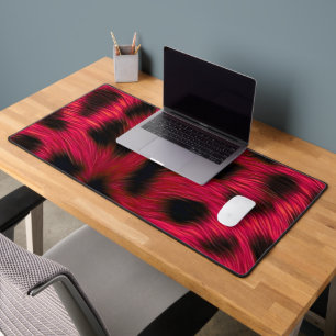 Hot Pink Leopard Print Faux Desk Mat