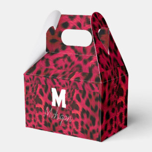 Hot Pink Leopard Print Faux  Favour Box