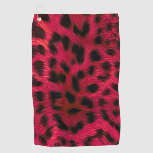 Hot Pink Leopard Print Faux  Golf Towel