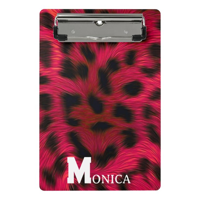 Hot Pink Leopard Print Faux  Mini Clipboard (Front)