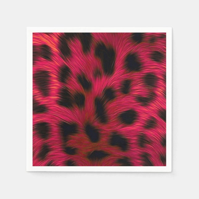 Hot Pink Leopard Print Faux  Napkin (Front)