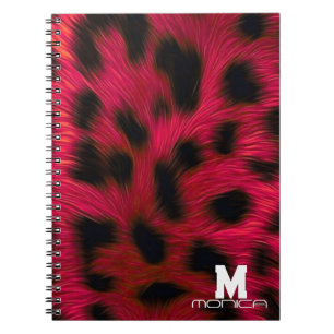 Hot Pink Leopard Print Faux  Notebook