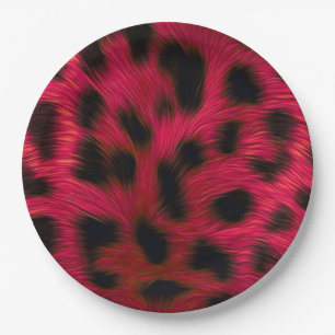 Hot Pink Leopard Print Faux Paper Plate