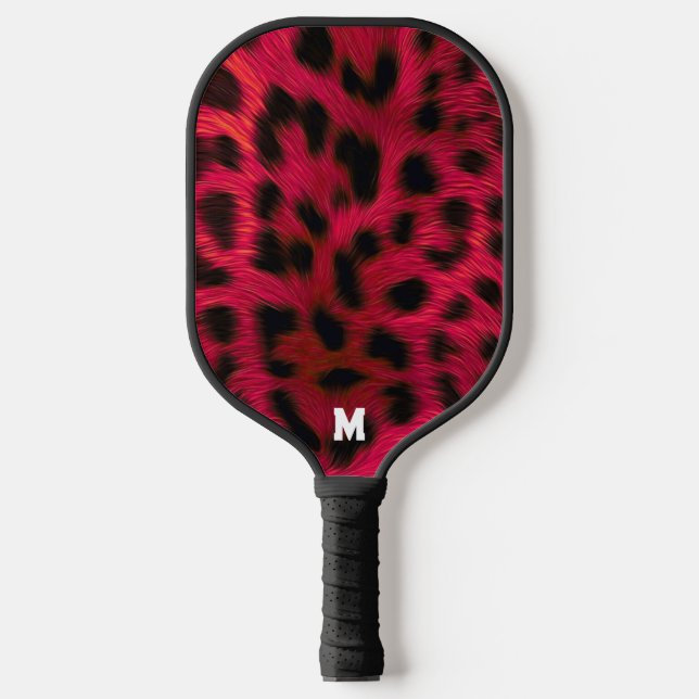Hot Pink Leopard Print Faux  Pickleball Paddle (Front)