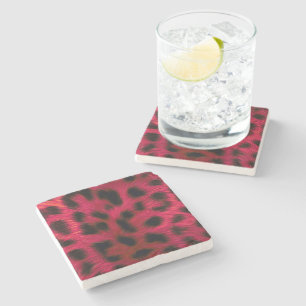 Hot Pink Leopard Print Faux  Stone Coaster