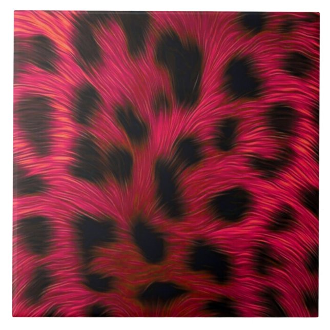 Hot Pink Leopard Print Faux  Tile (Front)