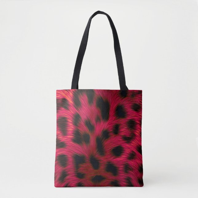 Hot Pink Leopard Print Faux  Tote Bag (Front)
