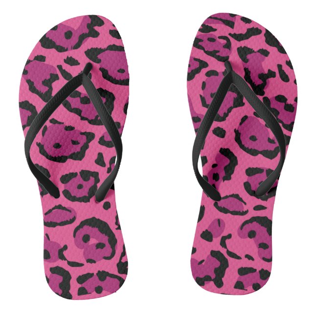 Hot Pink Leopard Print  Jandals (Footbed)