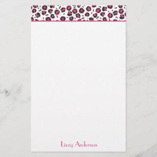 Hot Pink Leopard Print Personalised Stationery