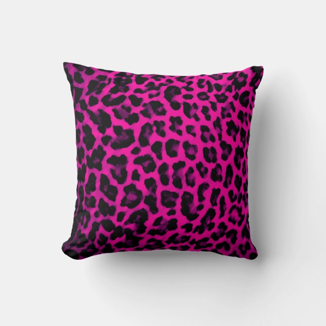 Hot Pink Leopard Print Pillow (Front)